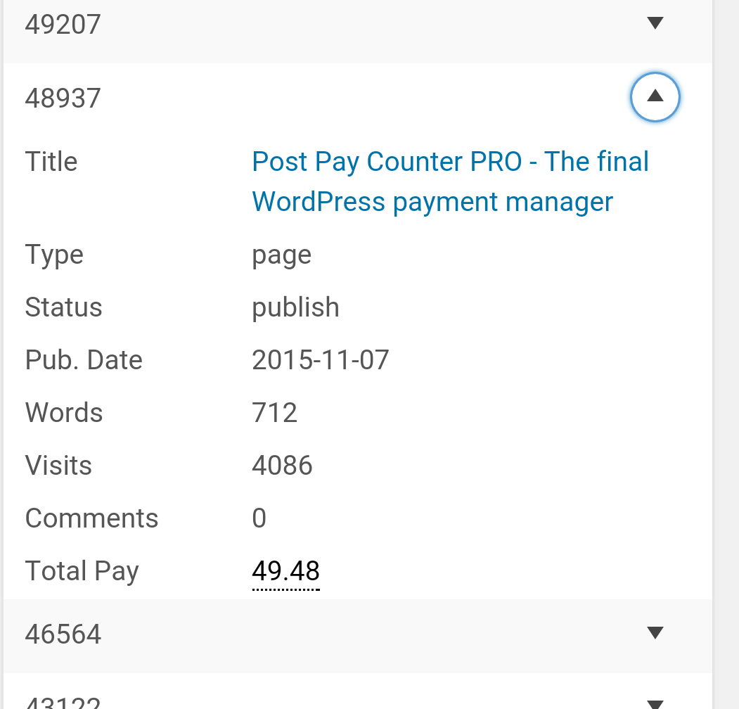 Post Pay Counter responsive posts
