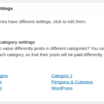 Define custom settings for each category
