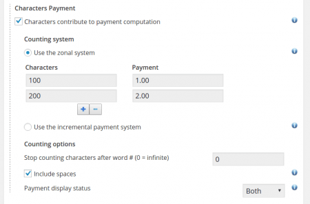 Pay Per Character - Counting Settings